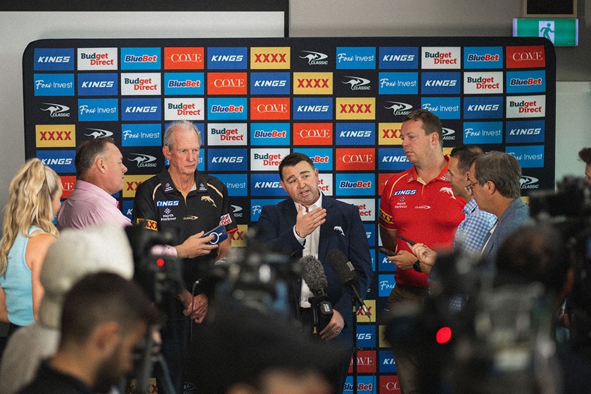Dolphins press conference on day one of pre-season announcing North Harbour's partnership.