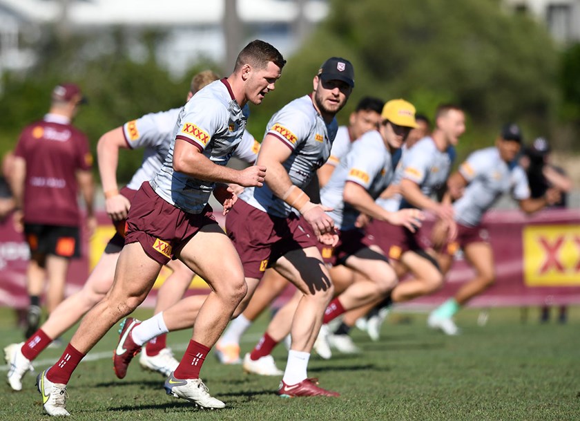 Tom Gilbert training for the Queensland Maroons.