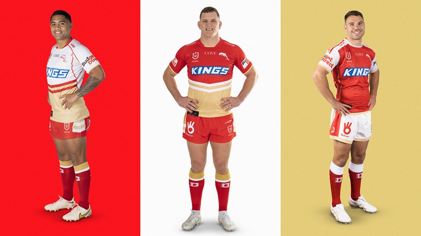 Anthony Milford in the away kit, Tom Gilbert in the home kit and Sean O'Sullivan in the Heritage kit.