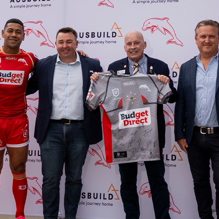 Veterans presented with signed ANZAC Round jersey as Ausbuild and Dolphins extend partnership to 2029