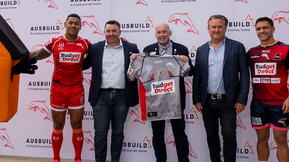 Veterans presented with signed ANZAC Round jersey as Ausbuild and Dolphins extend partnership to 2029