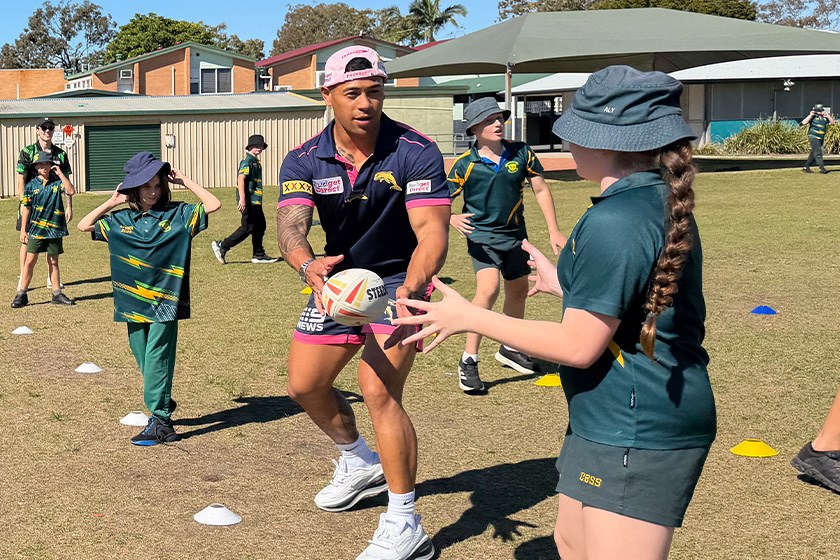 Isaako and Clontarf Beach State School students engaging in ball skills